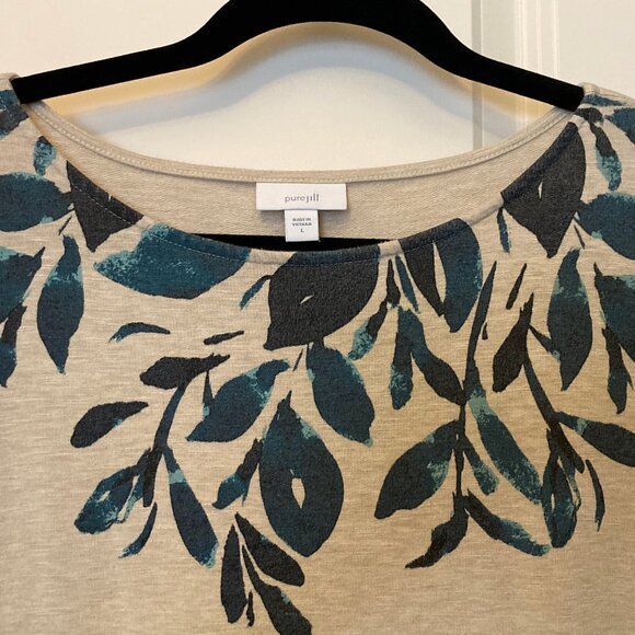 Lovely J.Jill Pure Jill Teal Blue Tan Tunic Boatneck Large - Picture 4 of 10